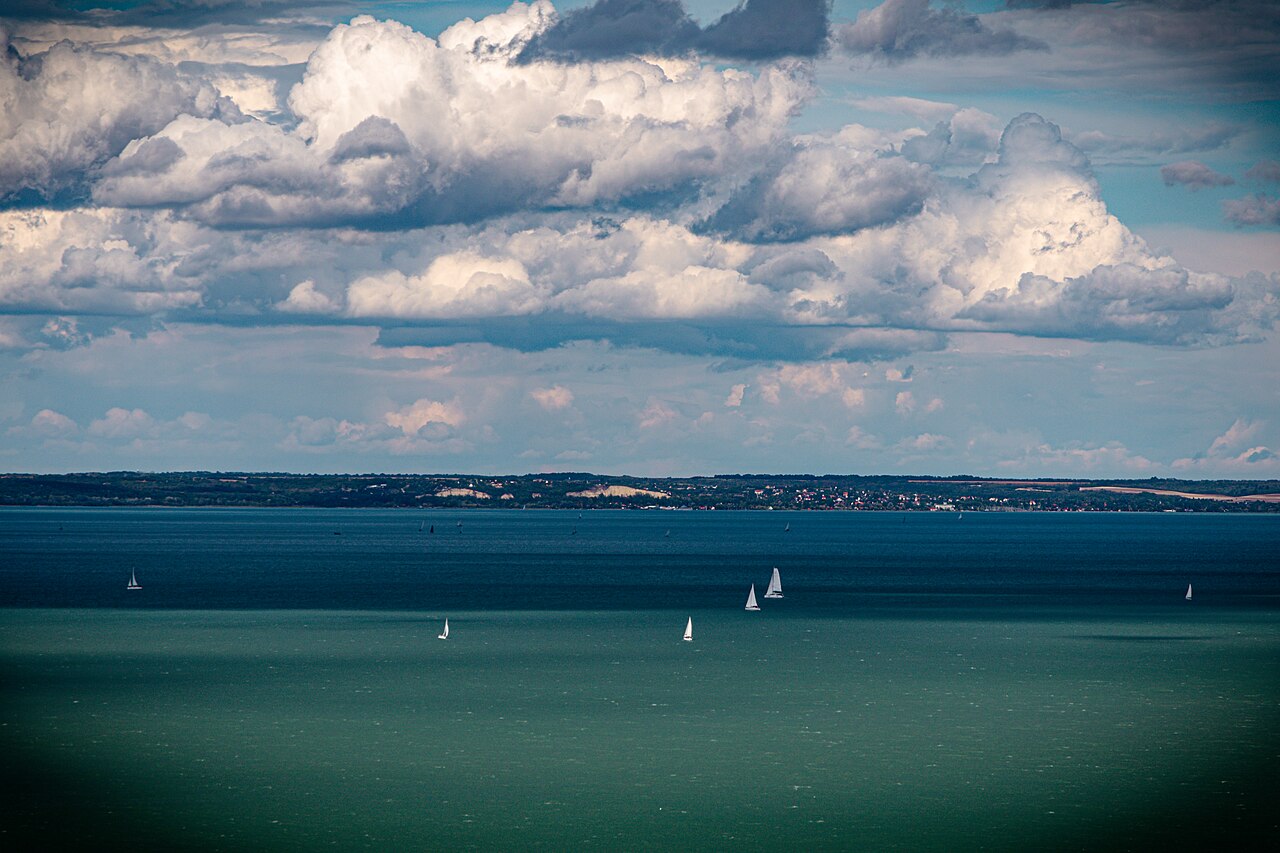 Lake Balaton and its shore in western Hungary