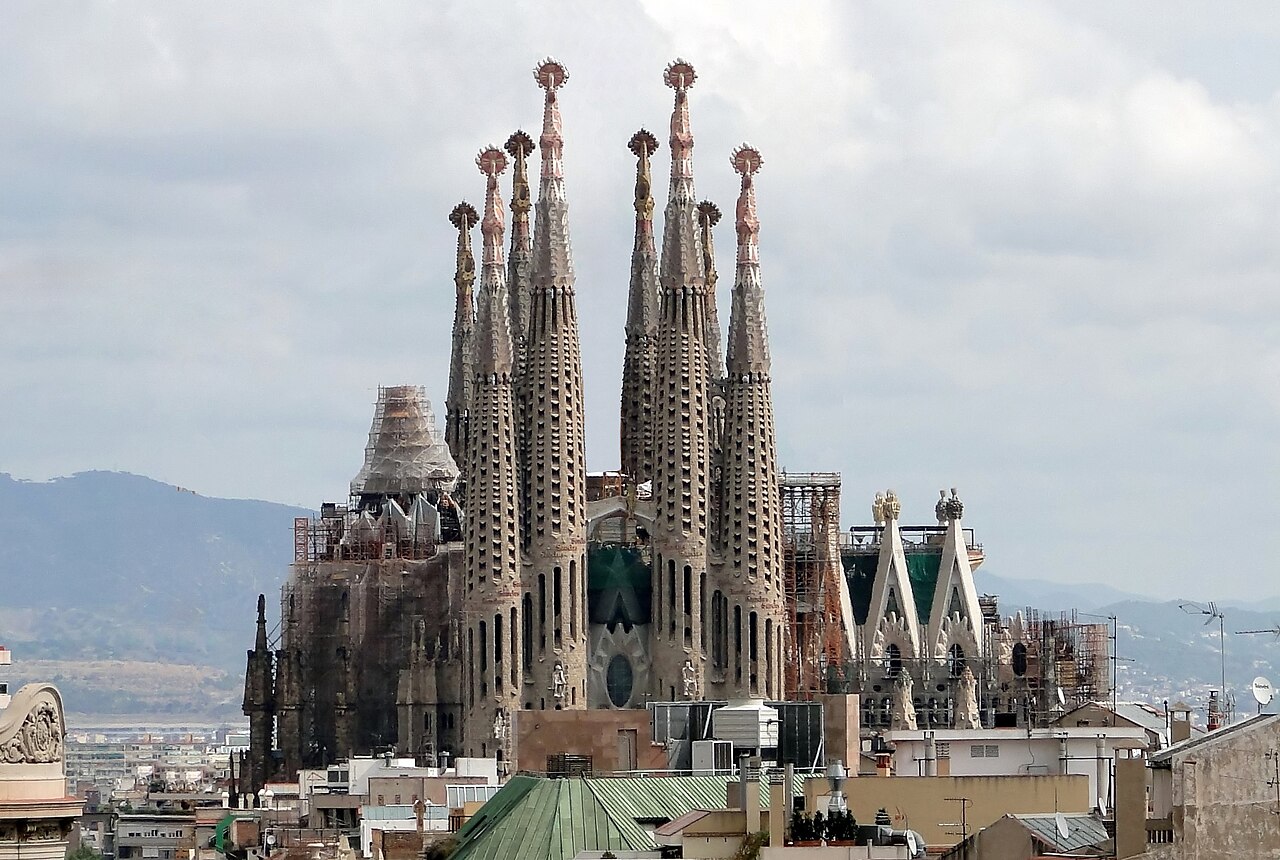The Sagrada Família basilica in Barcelona seen from the street