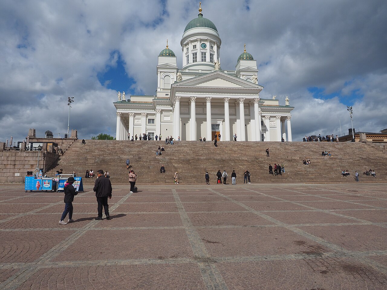 Helsinki Cathedral rising above Senate Square in the center of Helsinki