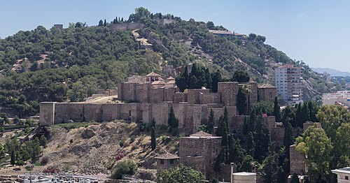 The Alcazaba fortress and the rooftops of Málaga seen from the cathedral