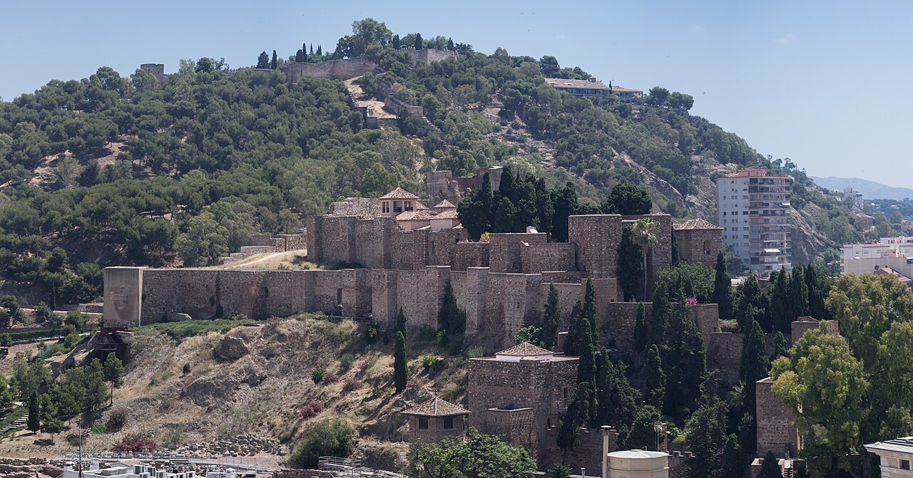 The Alcazaba fortress and the rooftops of Málaga seen from the cathedral