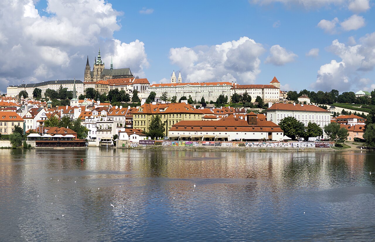 Prague Castle and St Vitus Cathedral above the Vltava river