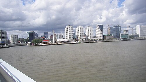 The skyline of Rotterdam seen from the Erasmus Bridge