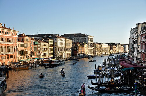 The Grand Canal in Venice seen from the Rialto Bridge