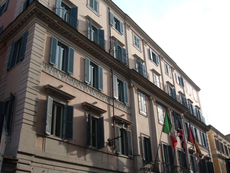 Facade of Hotel de Russie on Via del Babuino